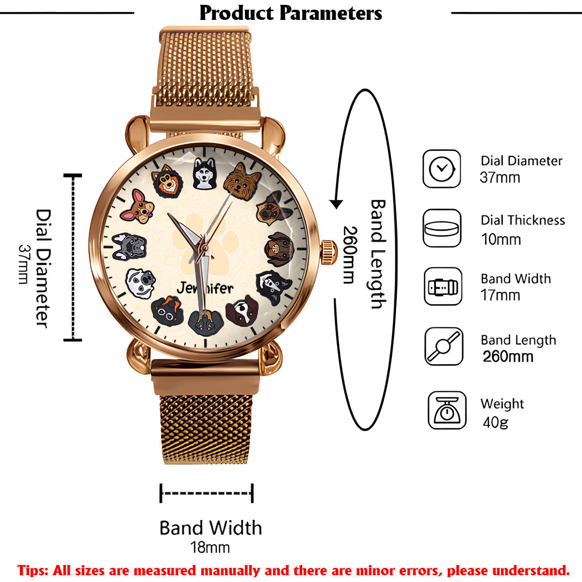Montre-bracelet personnalisée pour femme « Juste une fille qui aime les chiens » 