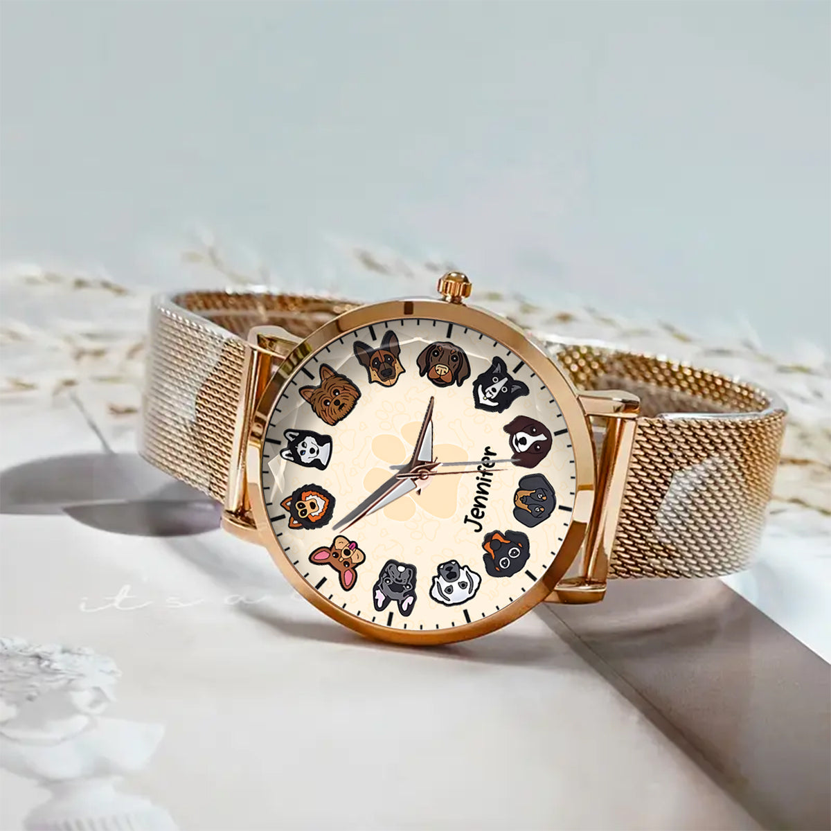 Montre-bracelet personnalisée pour femme « Juste une fille qui aime les chiens » 