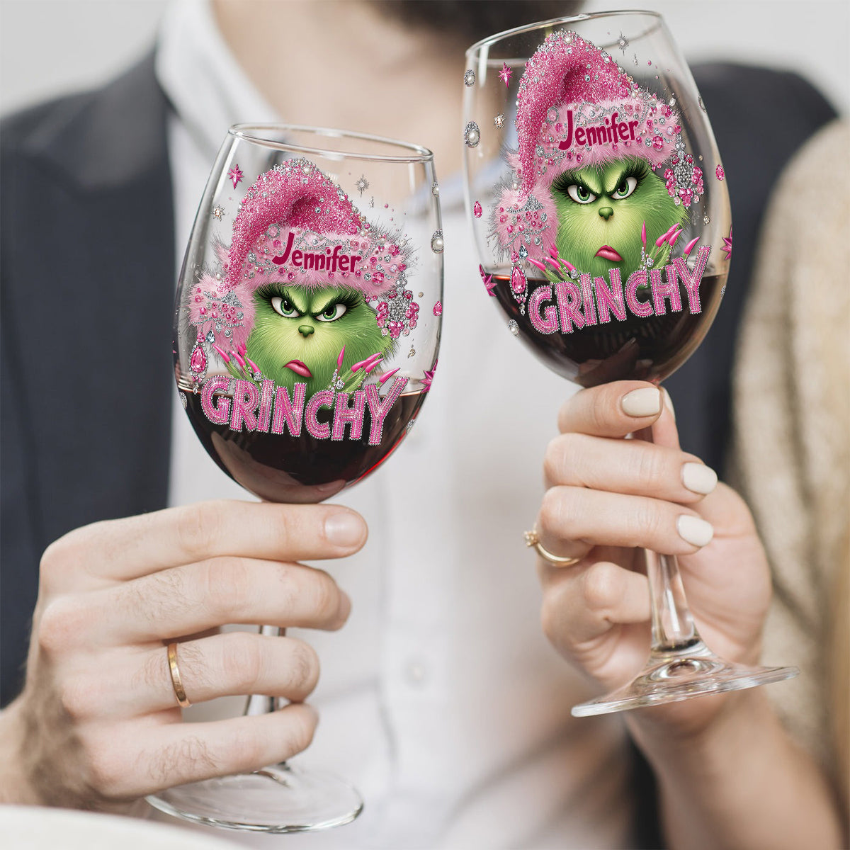 Drink Up, Grinches - Personalized Stole Christmas Wine Glass With Long Stem