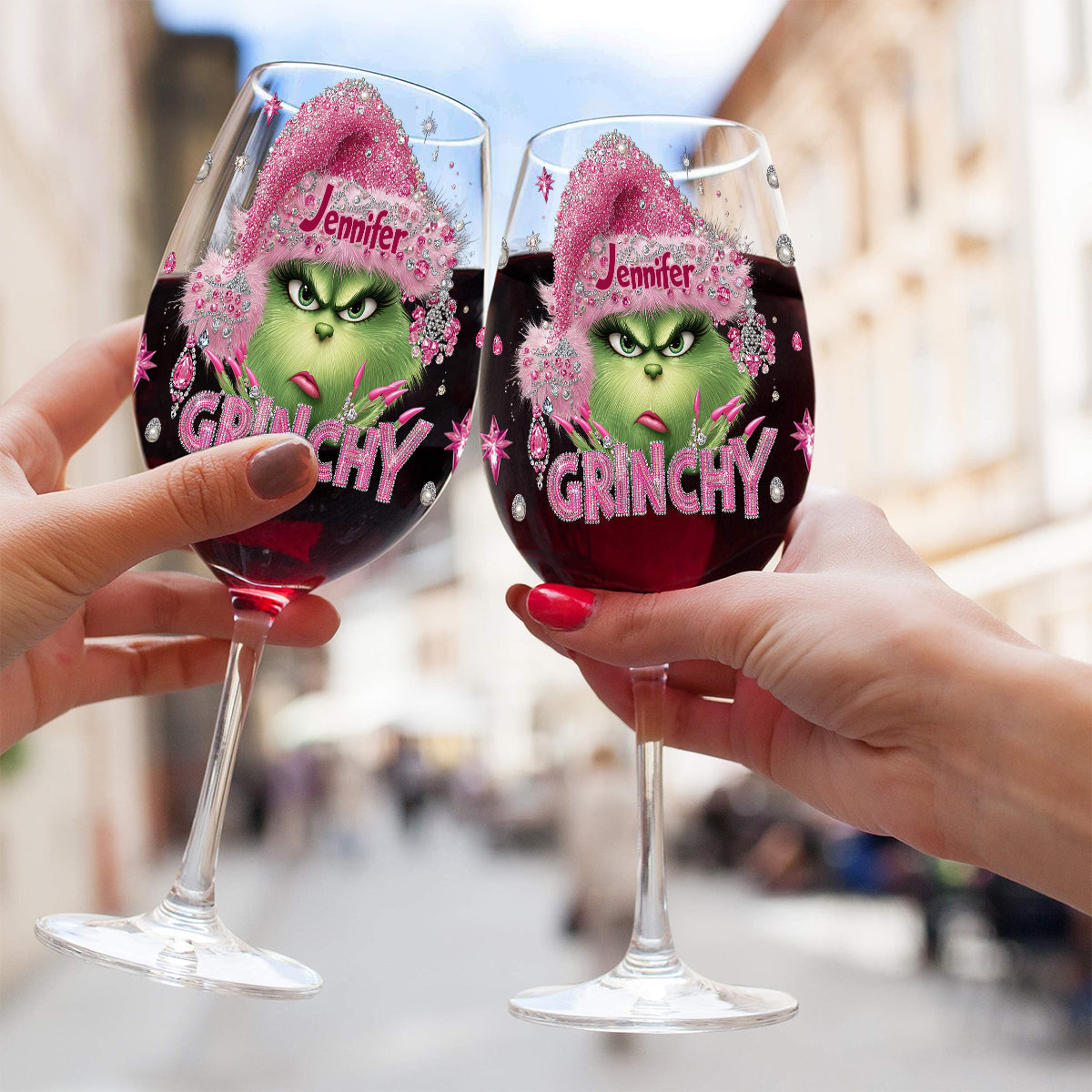 Drink Up, Grinches - Personalized Stole Christmas Wine Glass With Long Stem