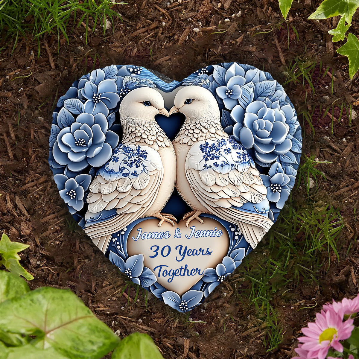 Je suis à toi - Pierre en forme de cœur personnalisée pour couple
