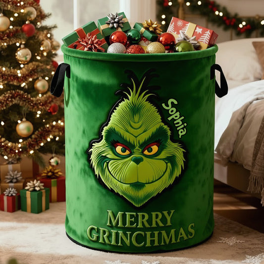 Joyeux Grinchmas - Panier de rangement personnalisé pour étole de Noël