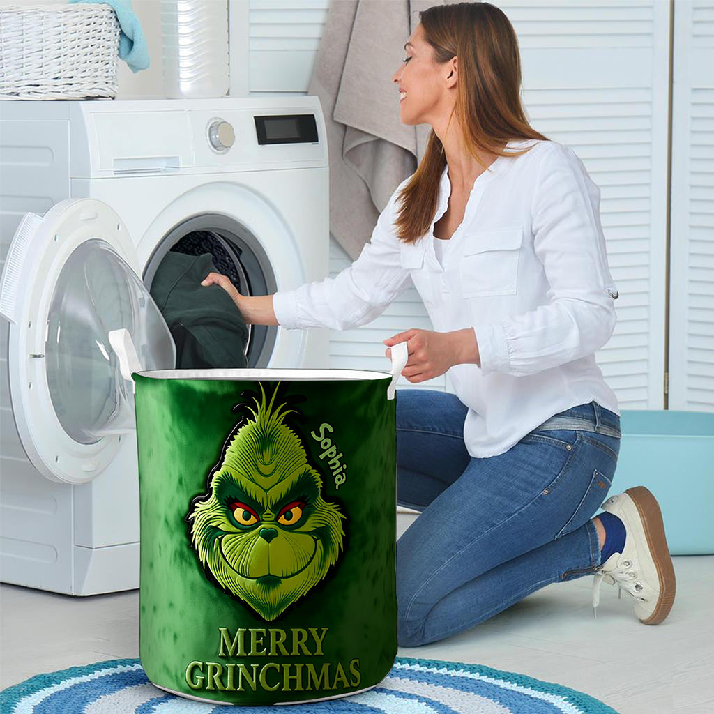 Joyeux Grinchmas - Panier de rangement personnalisé pour étole de Noël