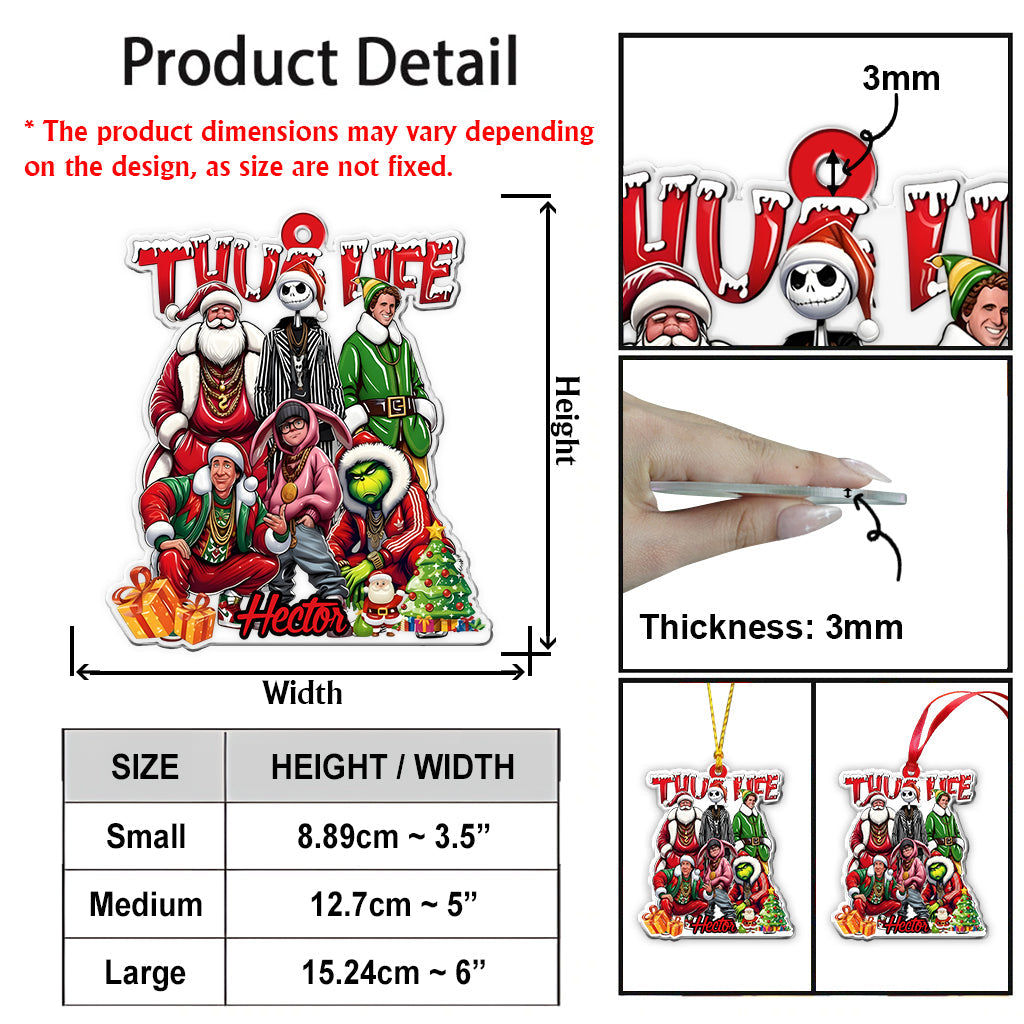 Thug Life, film de Noël - Ornement de Noël personnalisé en forme d'étole