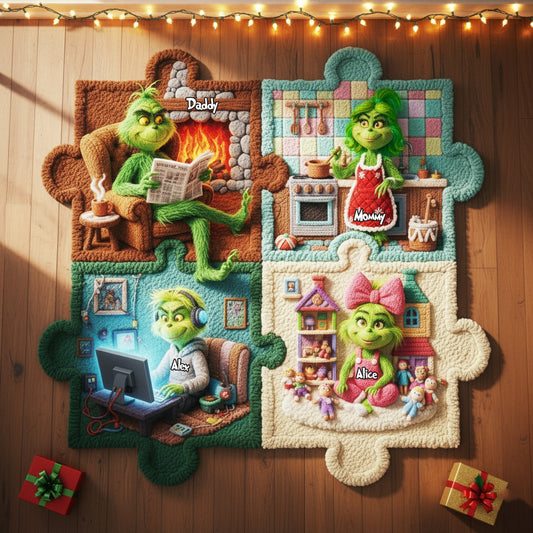 Puzzle Vie de Famille Grincheuse - Tapis de Noël antidérapant personnalisé