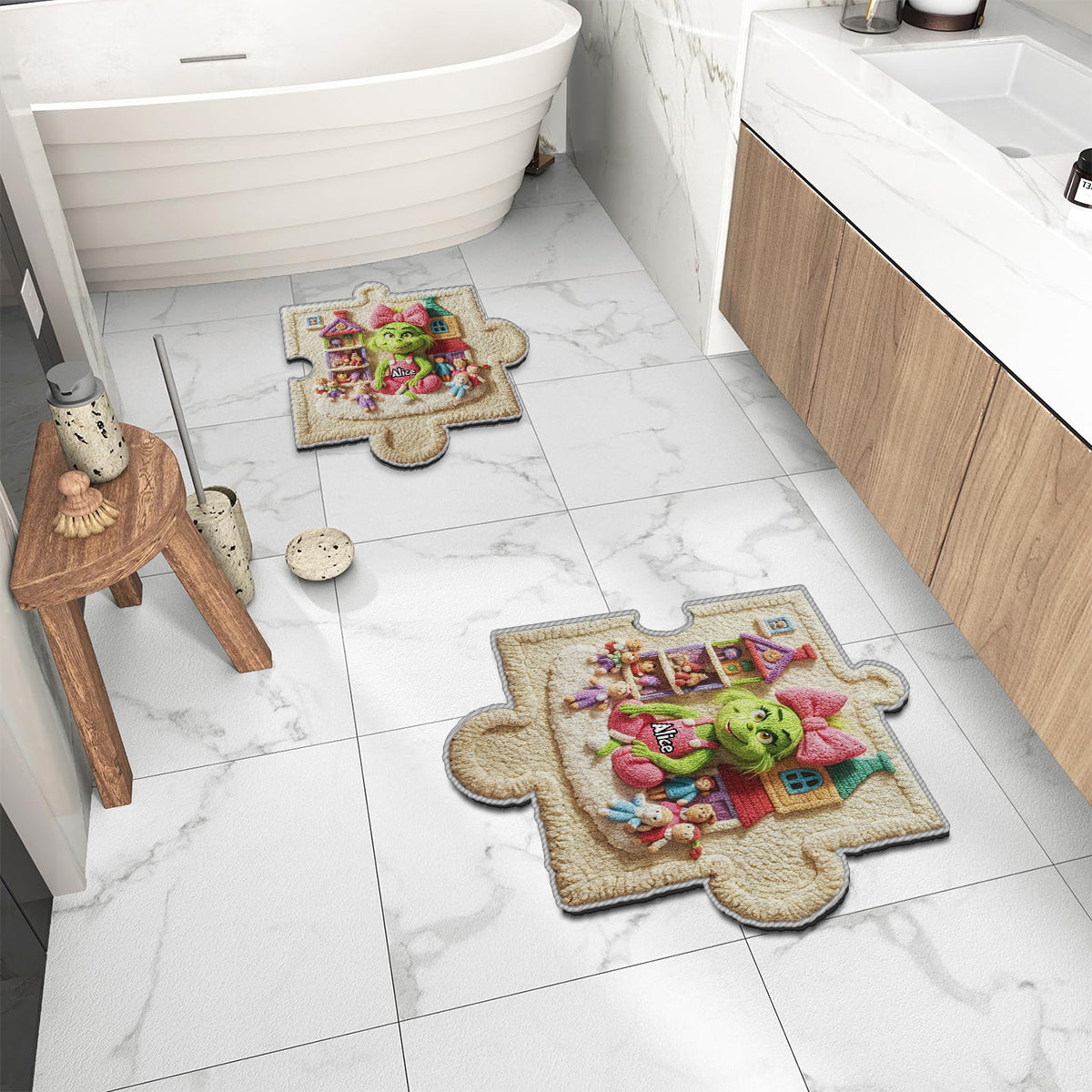 Puzzle Vie de Famille Grincheuse - Tapis de Noël antidérapant personnalisé