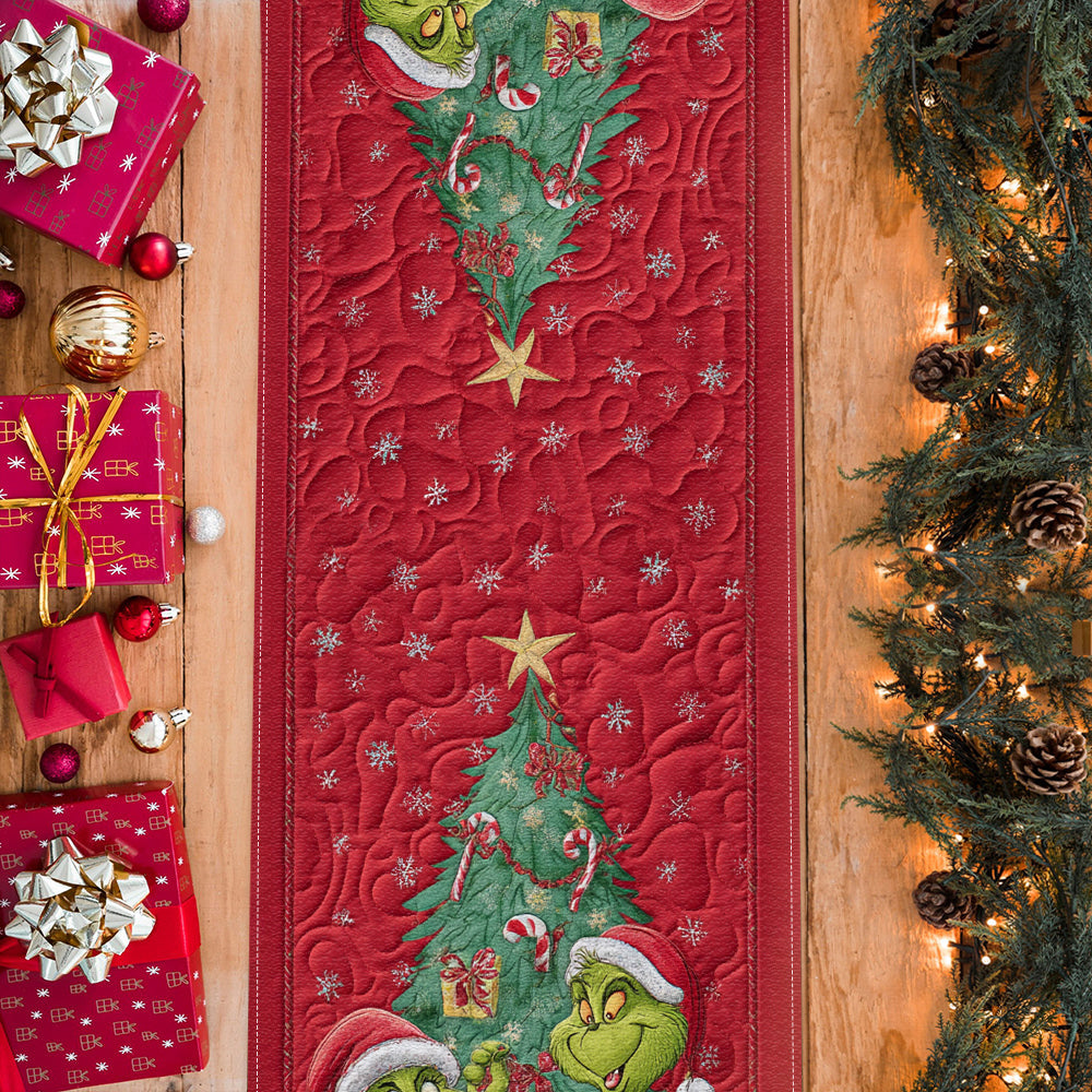 Couple Grinchmas - Chemin de table de Noël personnalisé avec étole