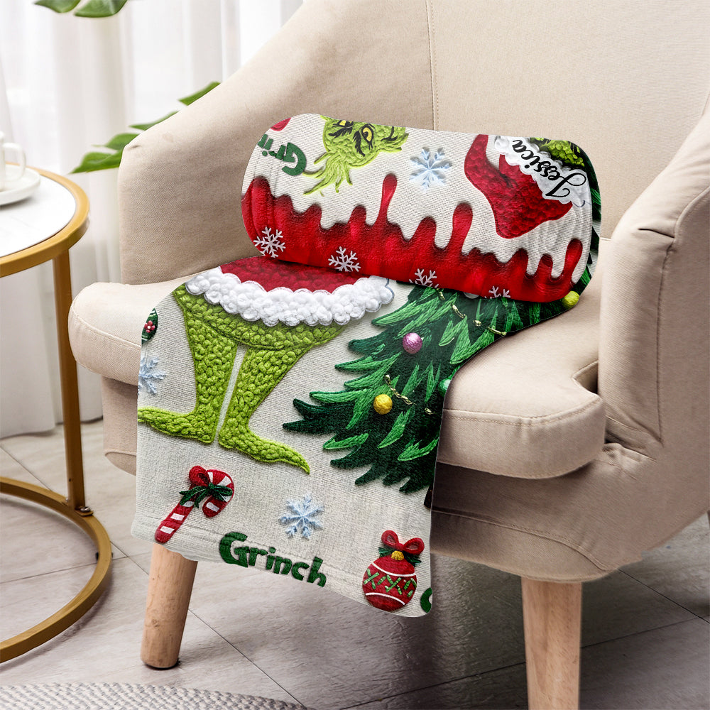 Merry Grinchmas - Personalized Stole Christmas Blanket