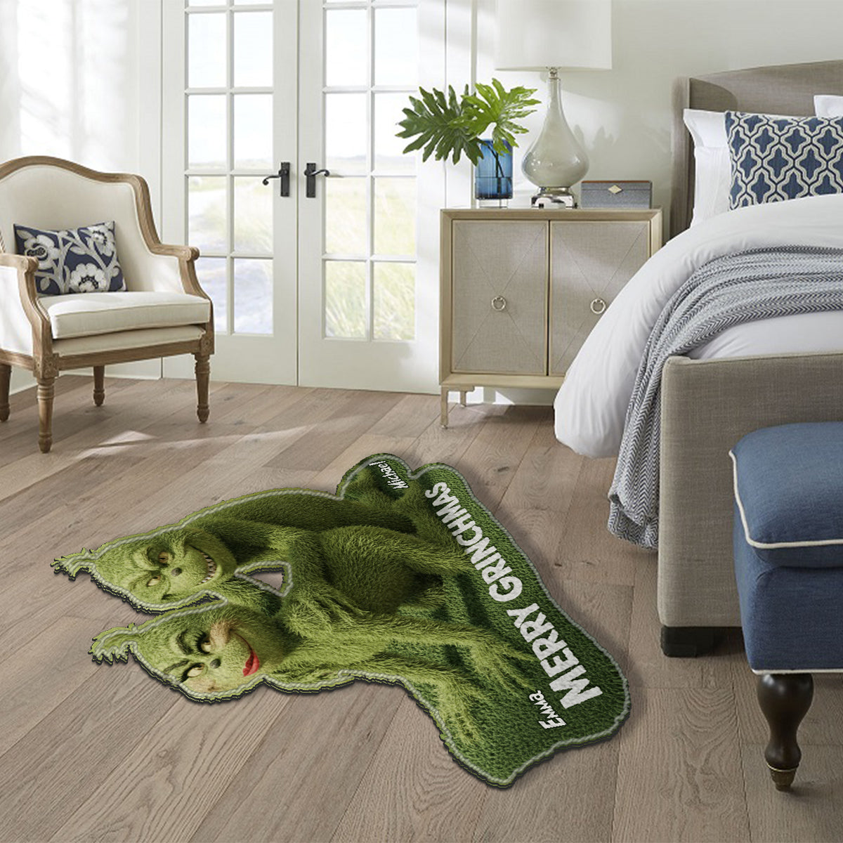 Tapis de Noël antidérapant Green Mischief Holiday - Étole personnalisée
