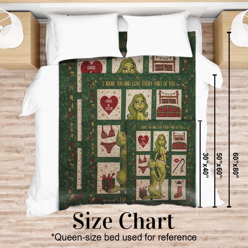 Naughty Green Love - Personalized Stole Christmas Blanket