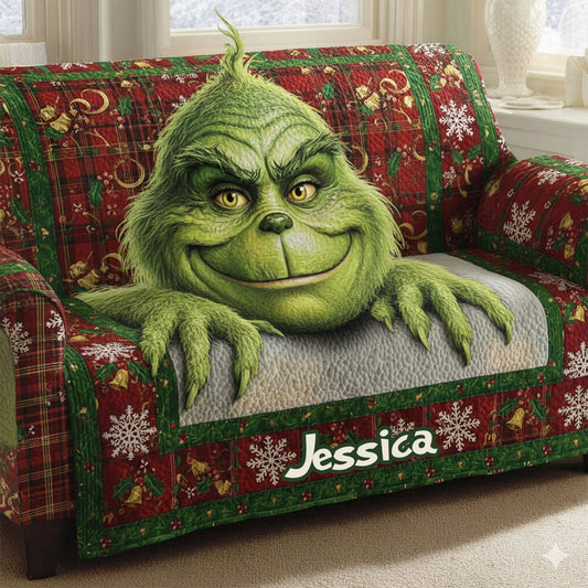 Any Name Merry Grinchmas - Personalized Stole Christmas Blanket