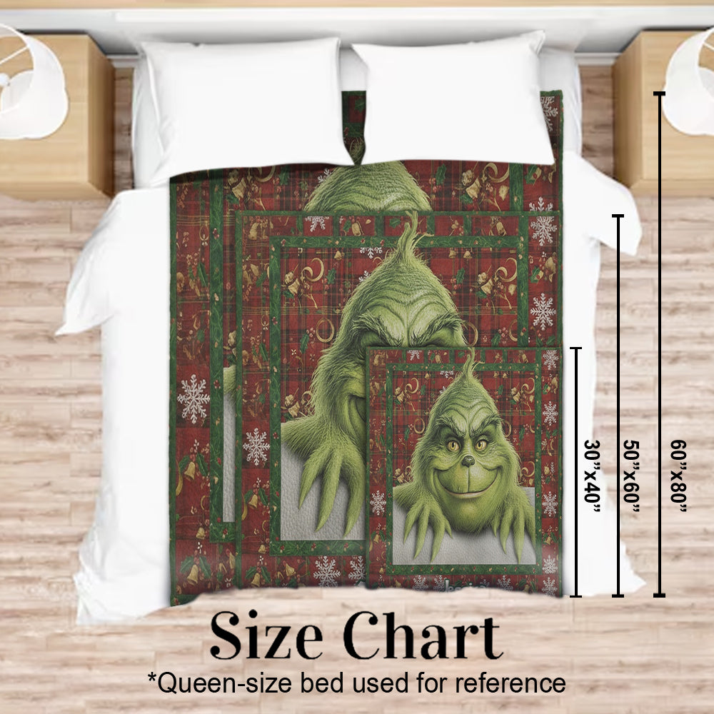 Couverture de Noël personnalisée « Joyeux Grinchmas » avec n'importe quel nom - Étole de Noël