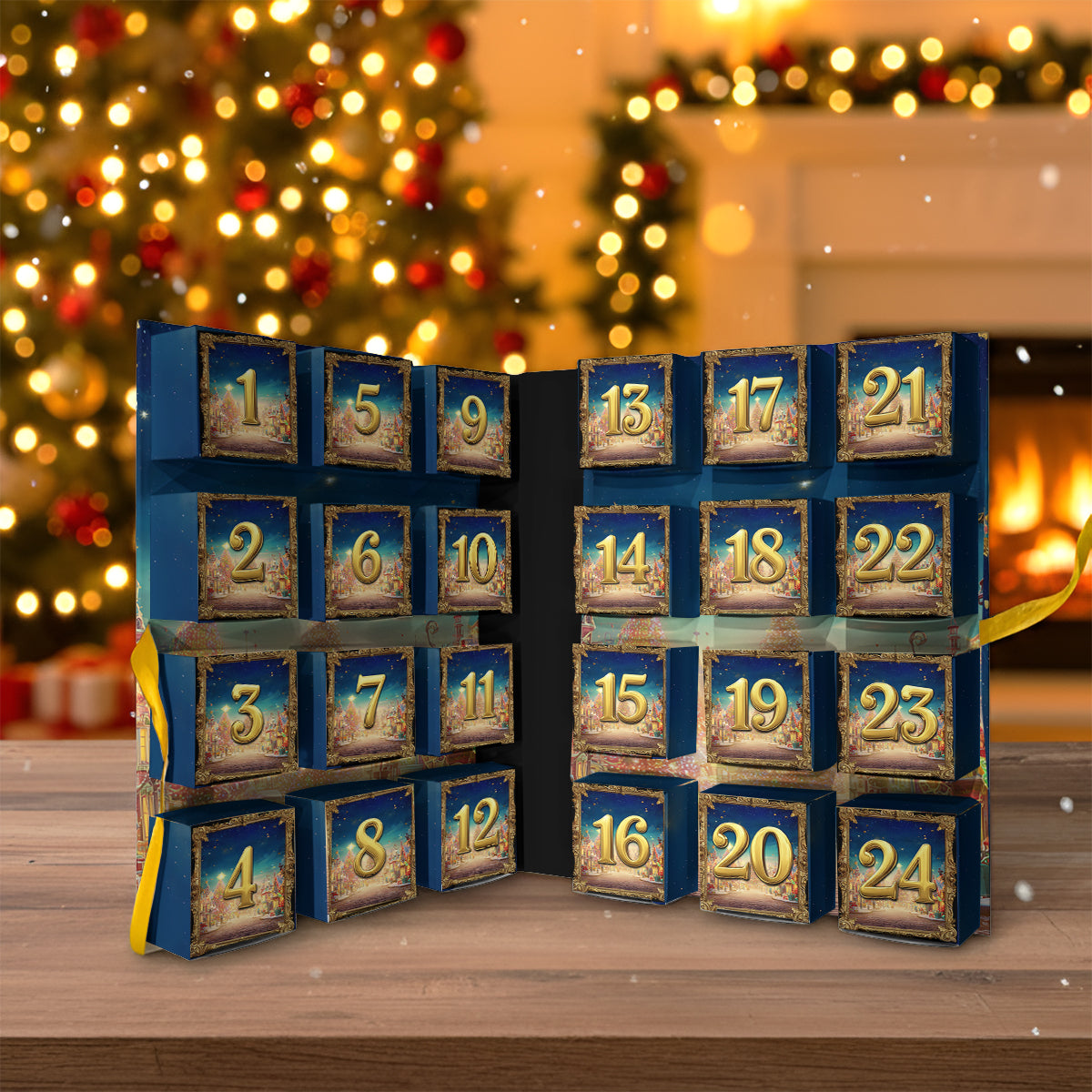 Green Advent Calender - Personalized Stole Christmas Folded Advent Calendar With Ornaments