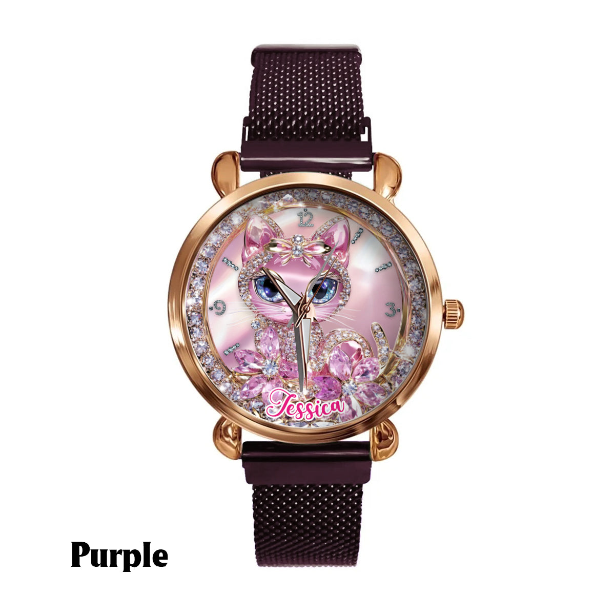 Amoureux des chats - Montre-bracelet personnalisée pour femme avec un chat 