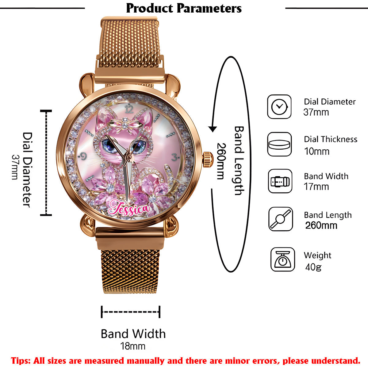 Amoureux des chats - Montre-bracelet personnalisée pour femme avec un chat 