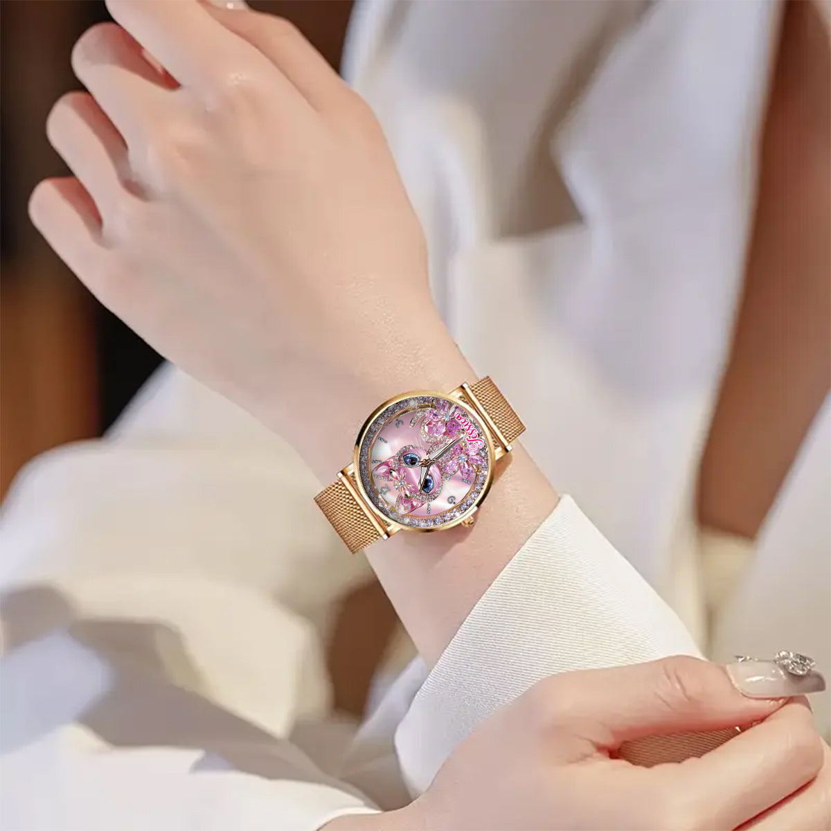 Amoureux des chats - Montre-bracelet personnalisée pour femme avec un chat 