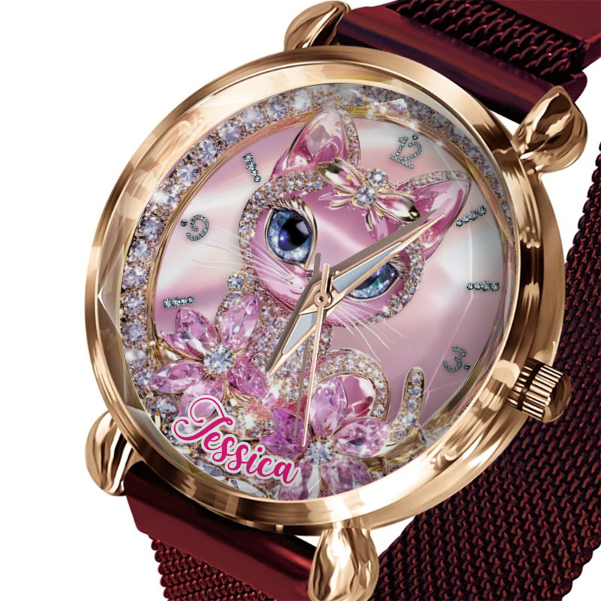 Amoureux des chats - Montre-bracelet personnalisée pour femme avec un chat 