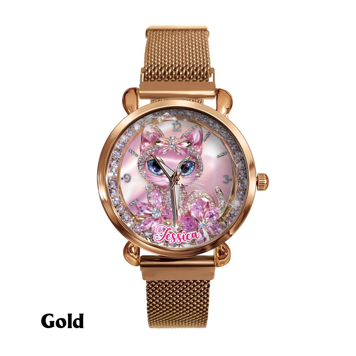 Amoureux des chats - Montre-bracelet personnalisée pour femme avec un chat 