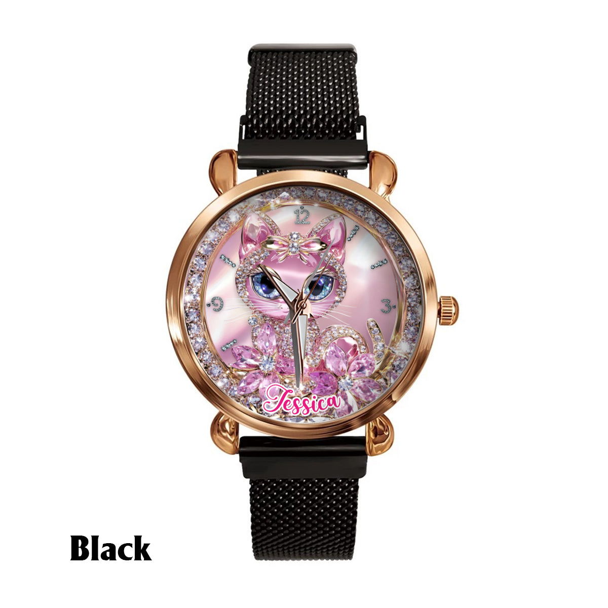 Amoureux des chats - Montre-bracelet personnalisée pour femme avec un chat 