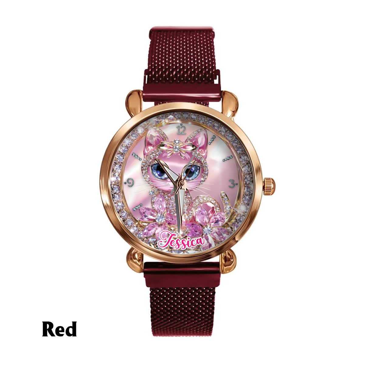 Amoureux des chats - Montre-bracelet personnalisée pour femme avec un chat 