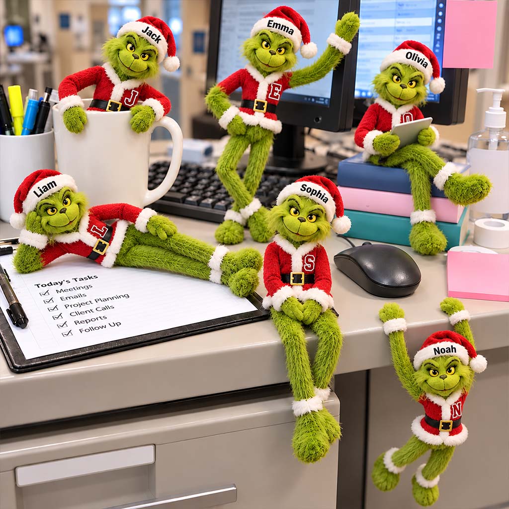 Funny Green Christmas Monster - Personalized Stole Christmas Posable Plush Doll