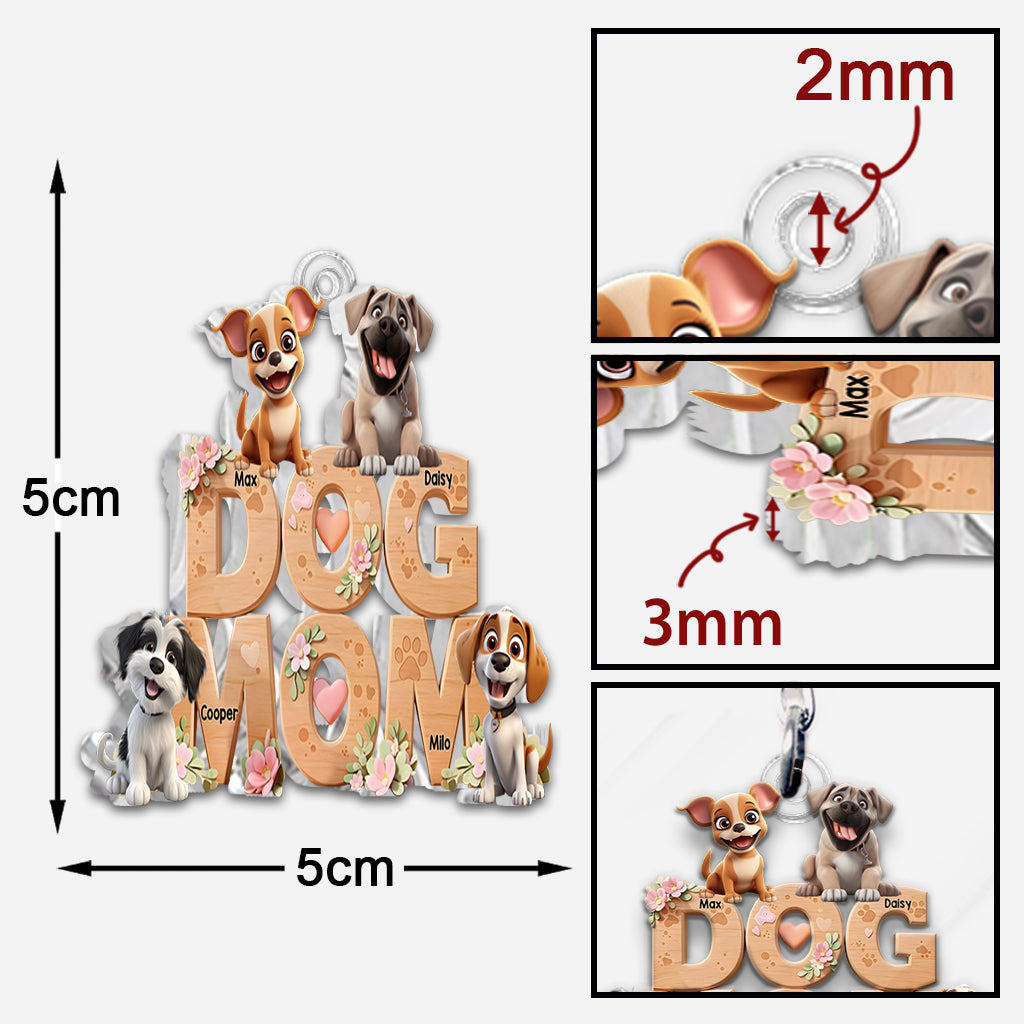Dog Mom - Personalized Dog Custom Shaped Keychain