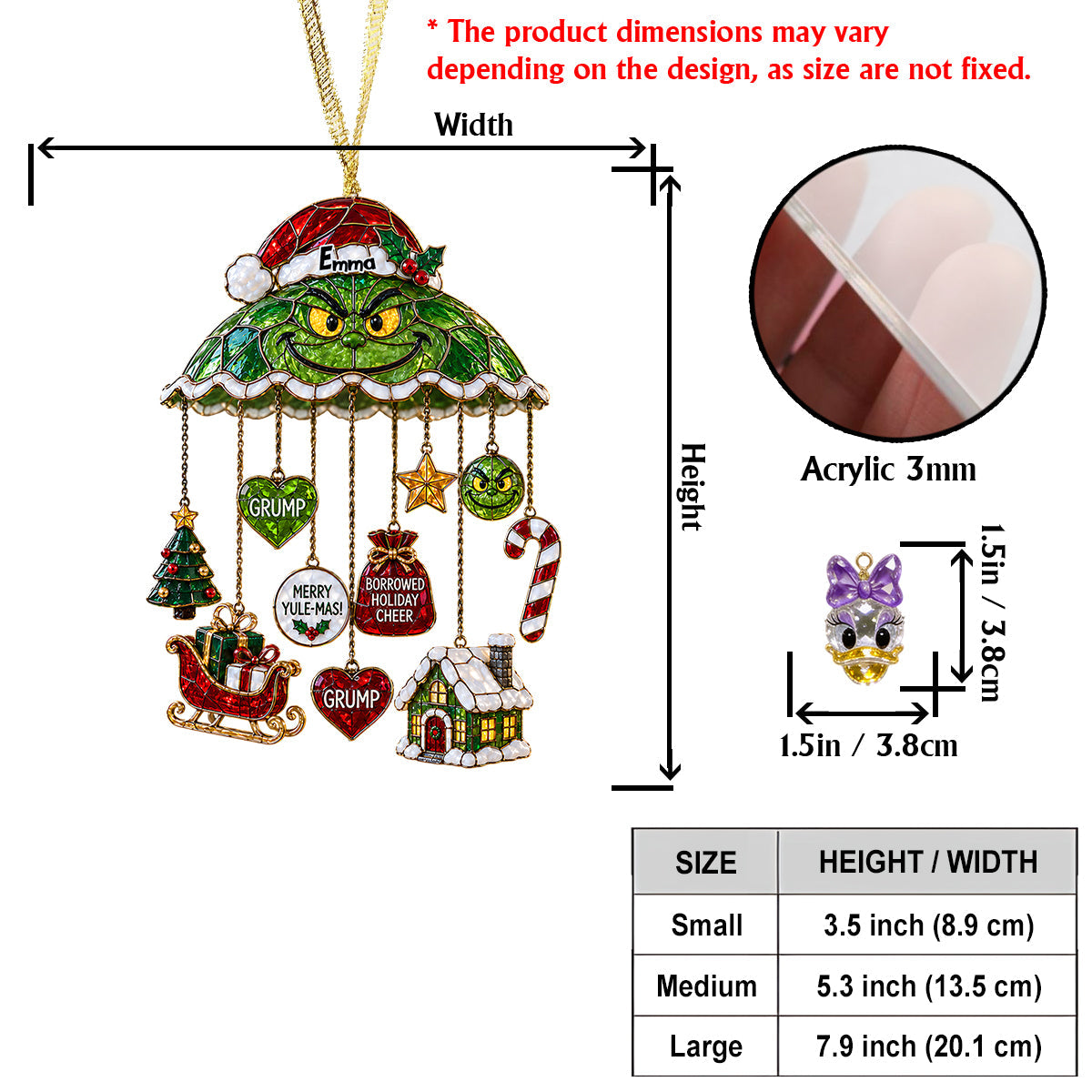 Merry Grinchmas - Personalized Stole Christmas Ornament With Charm