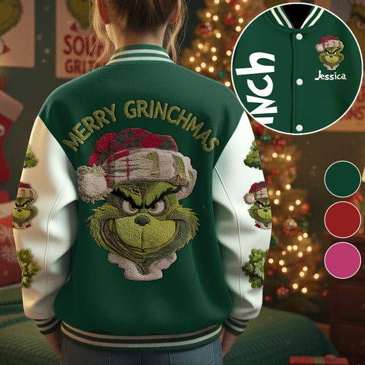 Joyeux Grinchmas - Veste universitaire de Noël avec étole personnalisée