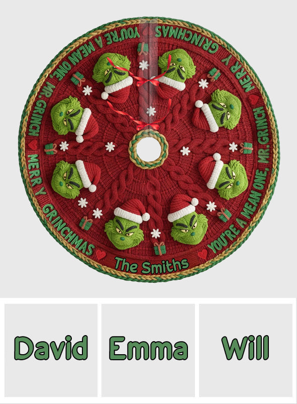 Tu es méchant(e) ! - Jupe de sapin de Noël personnalisée en forme d'étole