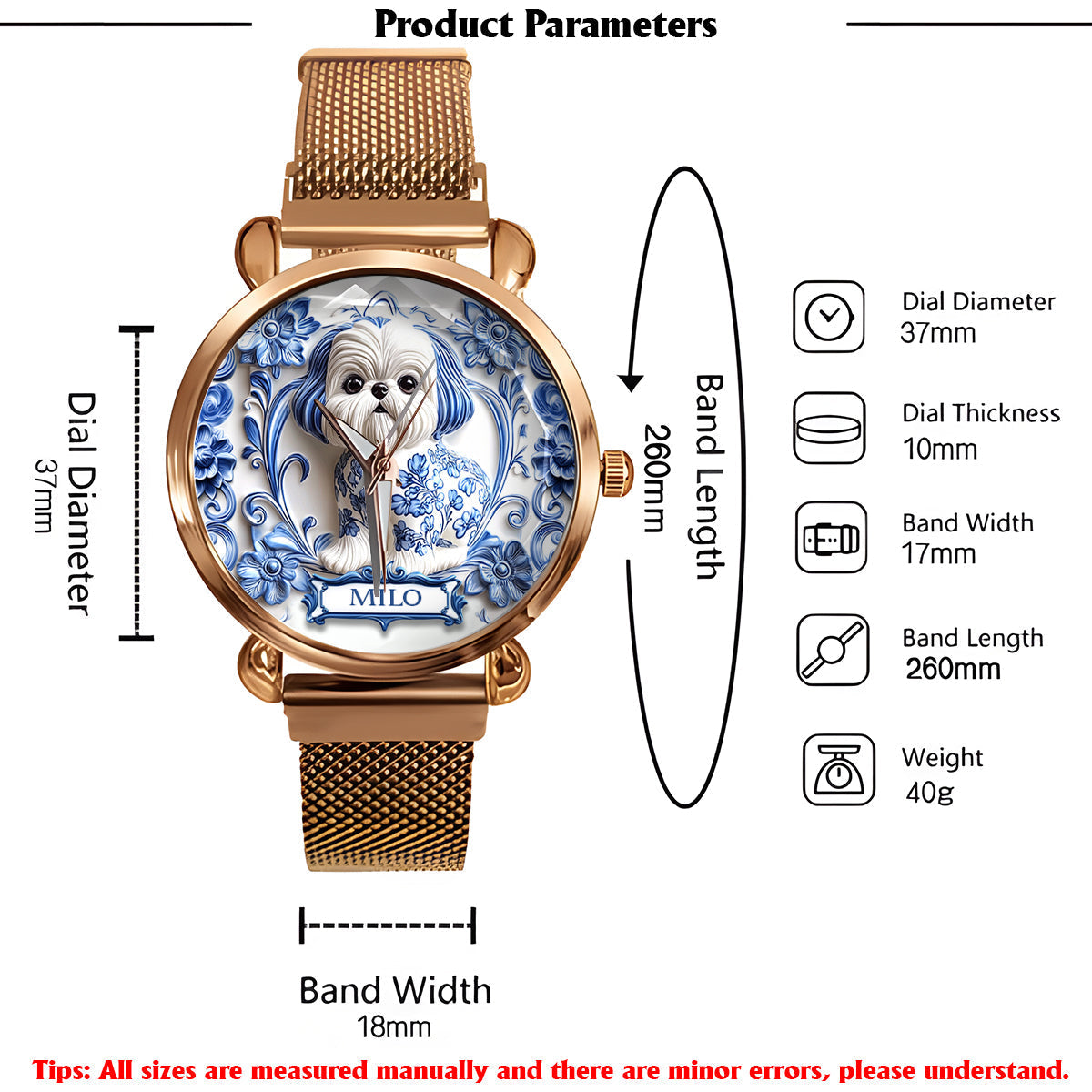 Maman de chien - Montre-bracelet personnalisée pour femme avec chien 