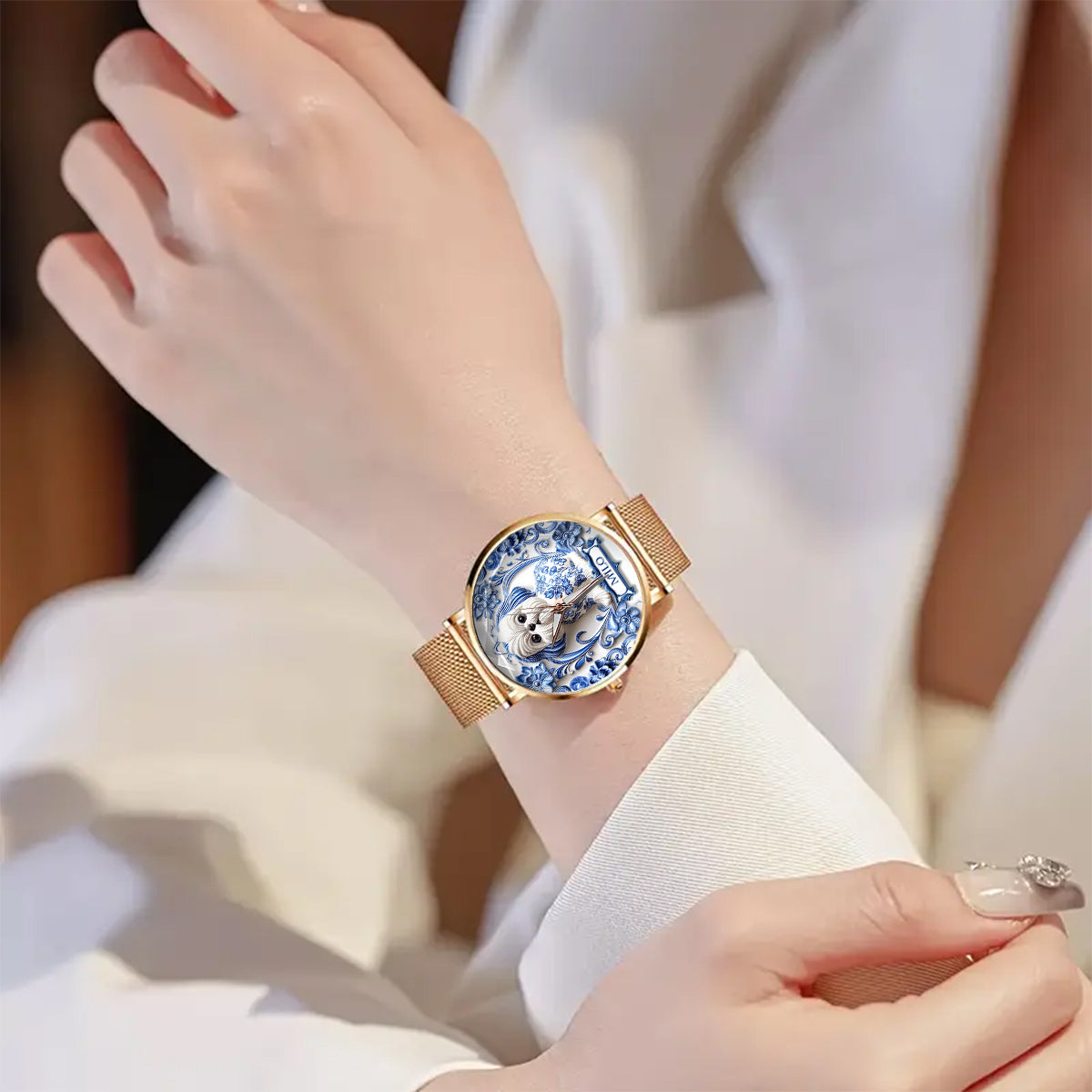 Maman de chien - Montre-bracelet personnalisée pour femme avec chien 