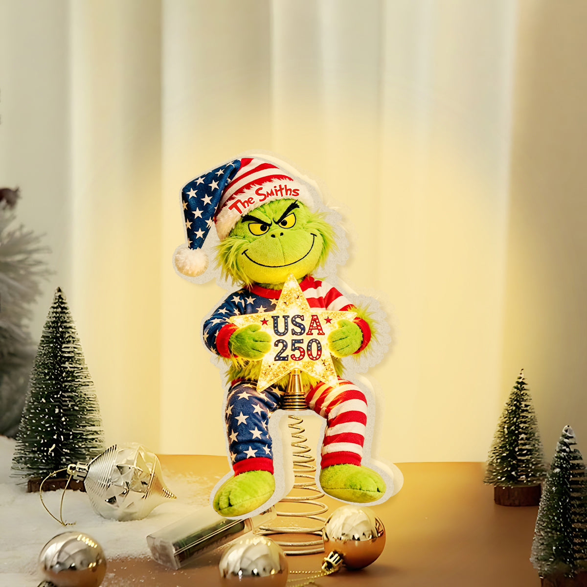 250 USA - Personalized Stole Christmas LED Light Tree Topper