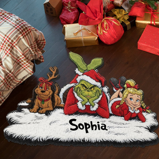 Merry Greenmas - Personalized Stole Christmas Non-Slip Tufted Rug