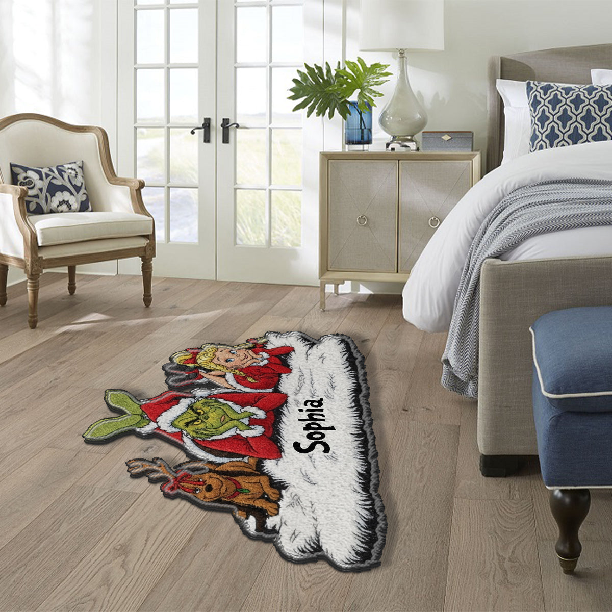 Joyeux Noël Vert - Étole de Noël personnalisée Tapis touffeté antidérapant