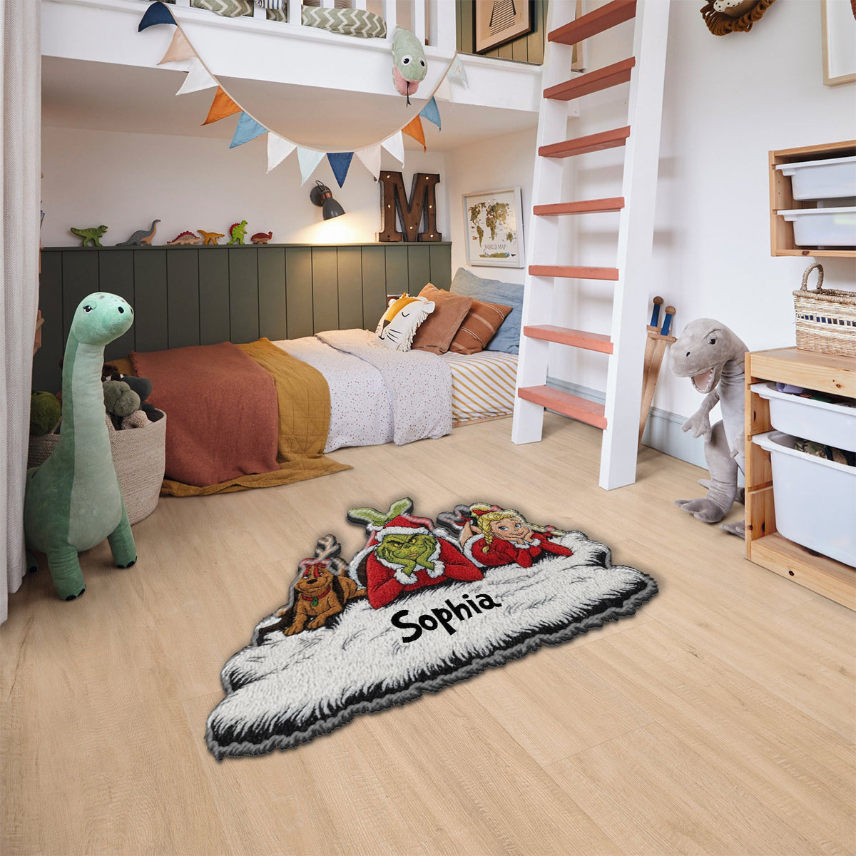 Joyeux Noël Vert - Étole de Noël personnalisée Tapis touffeté antidérapant