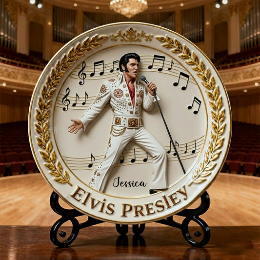 Falling In Love With You - Personalized King of Rock and Roll Ceramic Round Plate