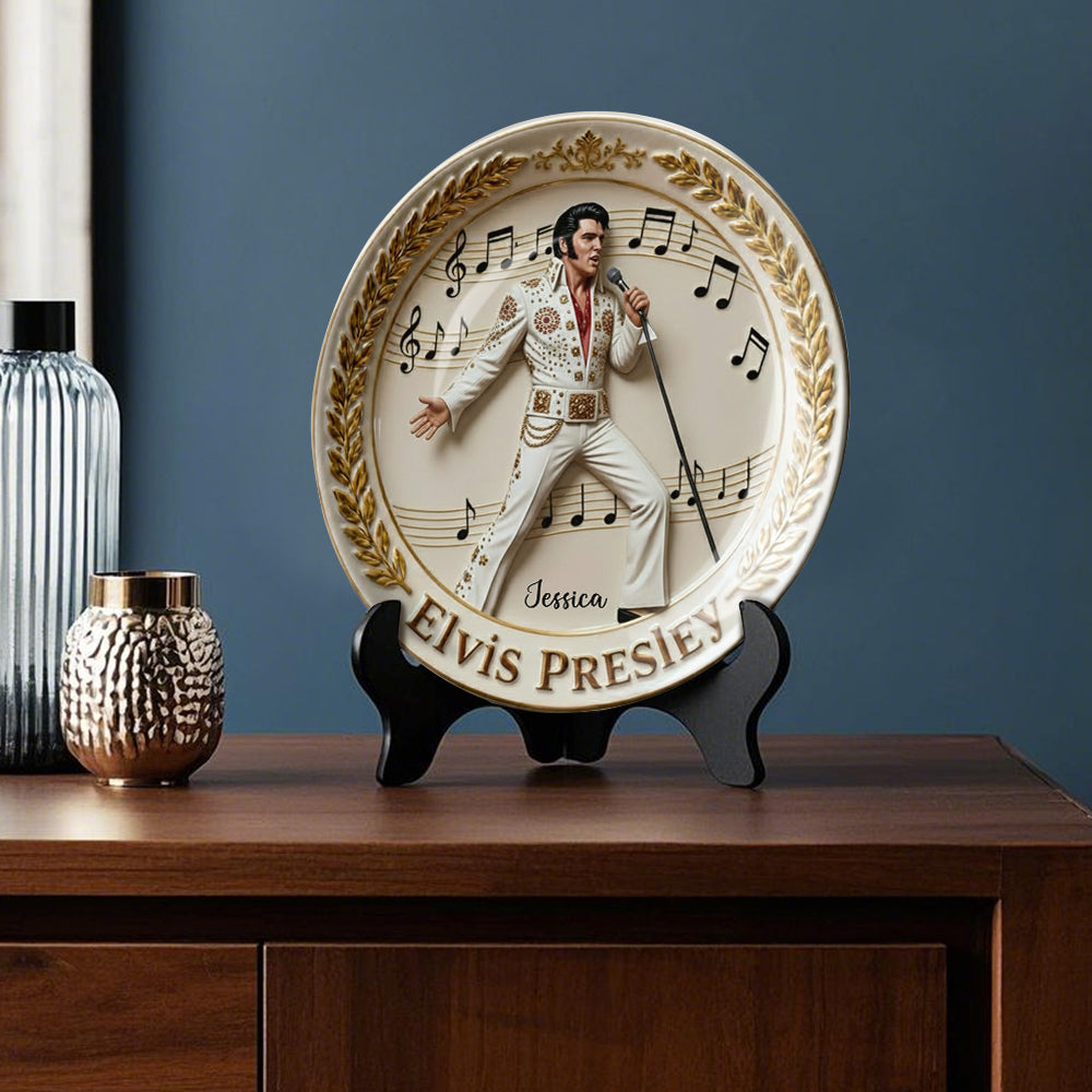 Tomber amoureux de toi - Assiette ronde en céramique personnalisée King of Rock and Roll