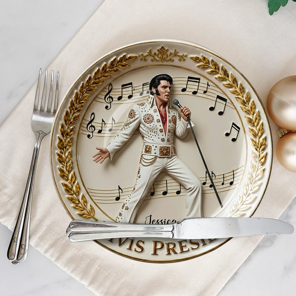 Tomber amoureux de toi - Assiette ronde en céramique personnalisée King of Rock and Roll