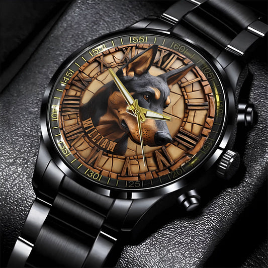 Montre-bracelet personnalisée pour chien Brave Doberman Pinscher