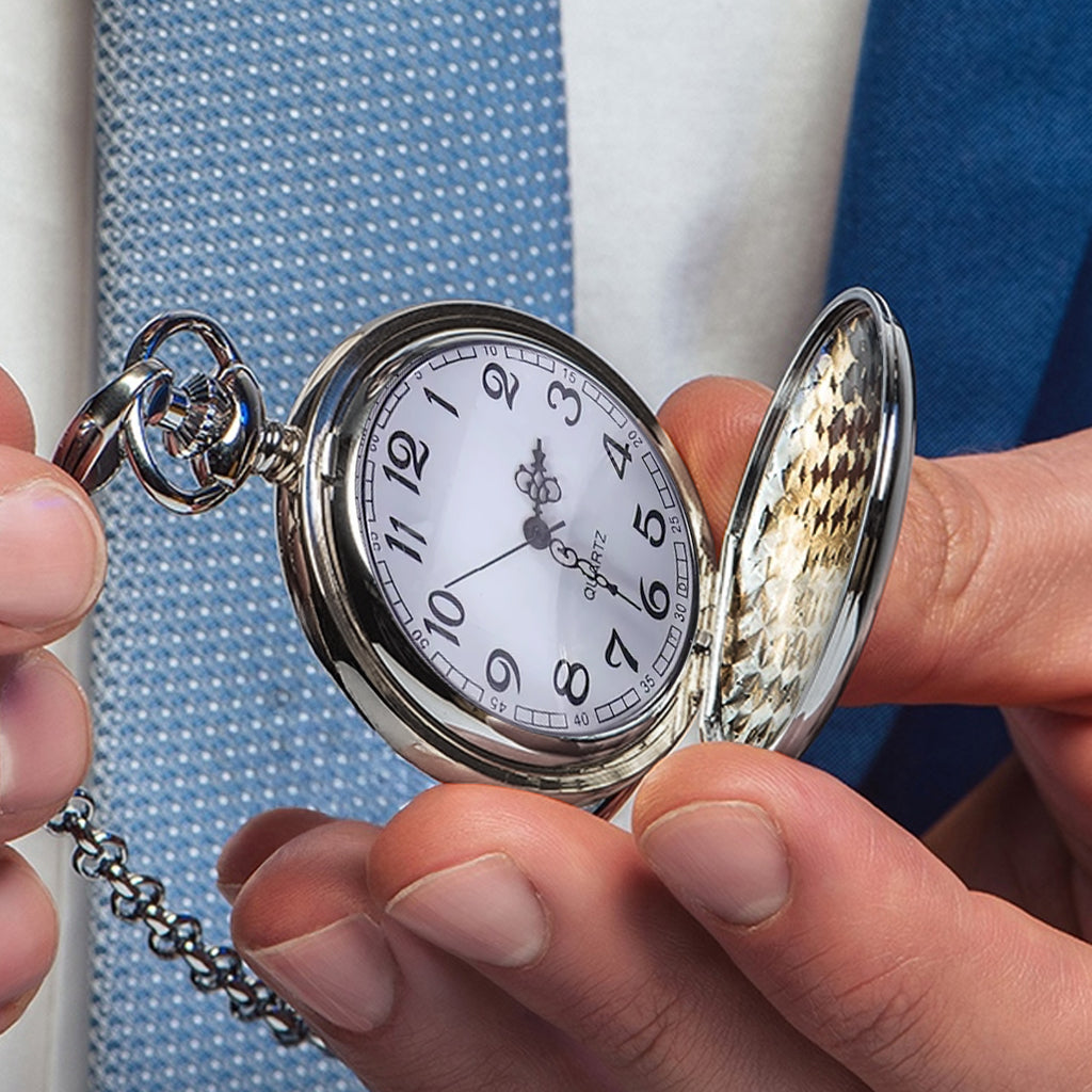 Montre de poche de pêche personnalisée « Parti pêcher »