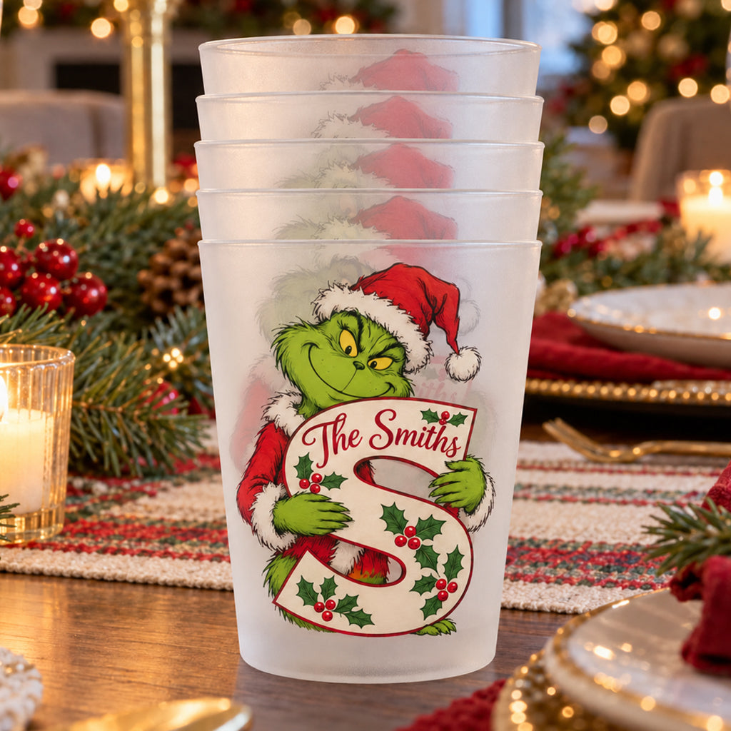 Green Mischief For Family Christmas Game Night - Personalized Stole Christmas Frosted Cup