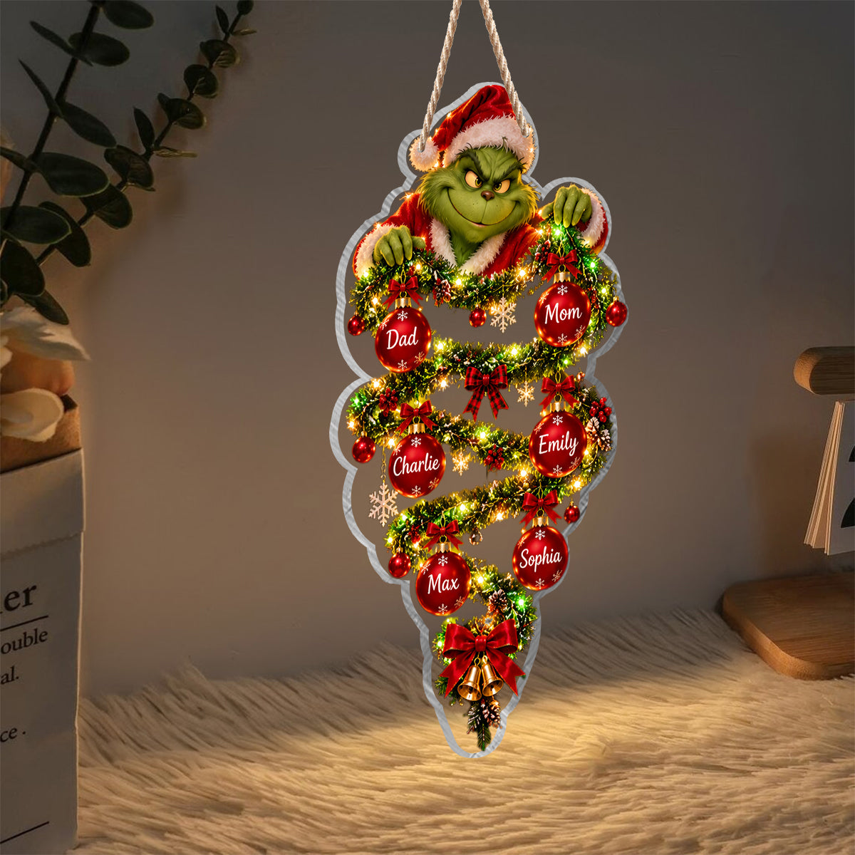 Merry Grinchmas - Personalized Stole Christmas LED Light Acrylic Sign