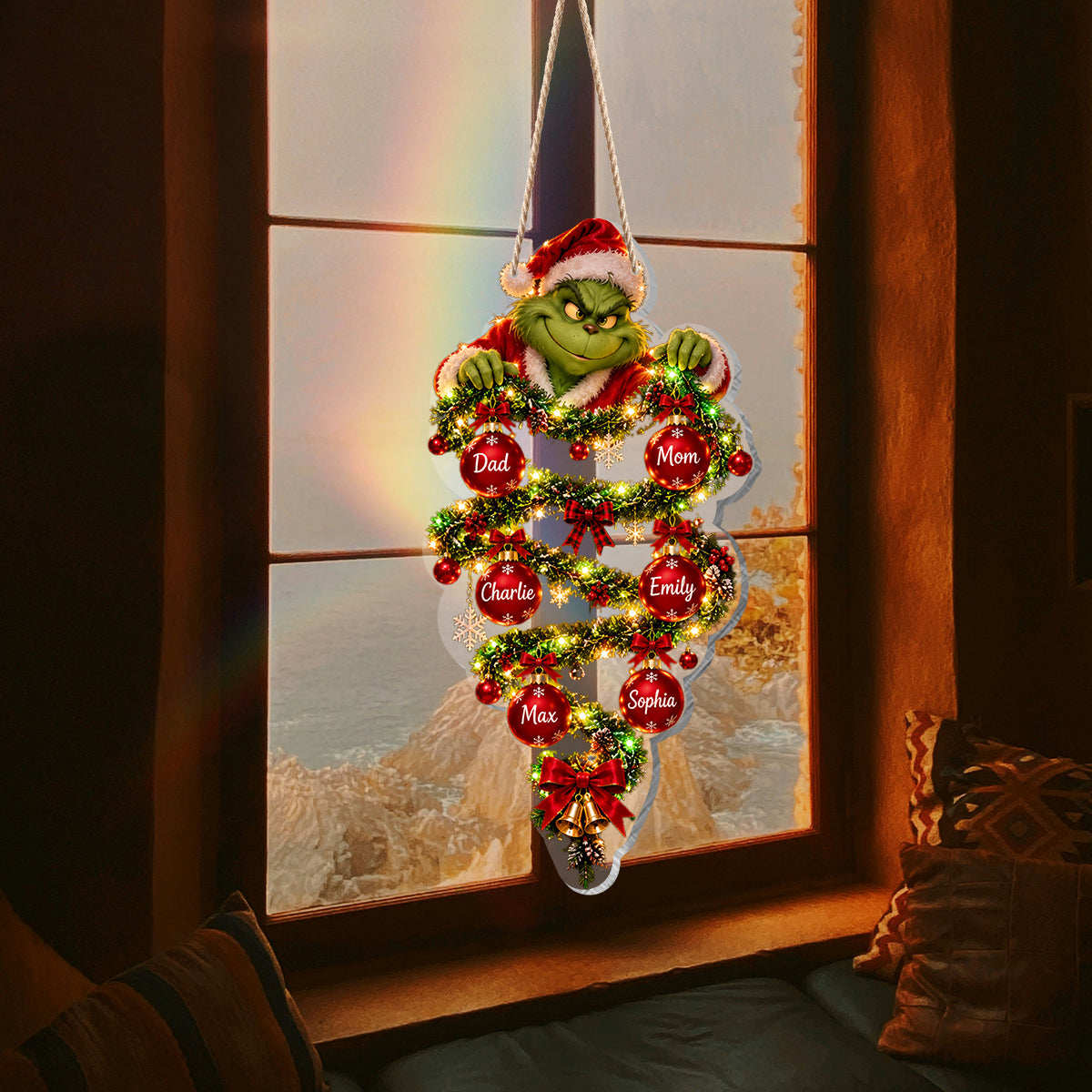 Merry Grinchmas - Personalized Stole Christmas LED Light Acrylic Sign