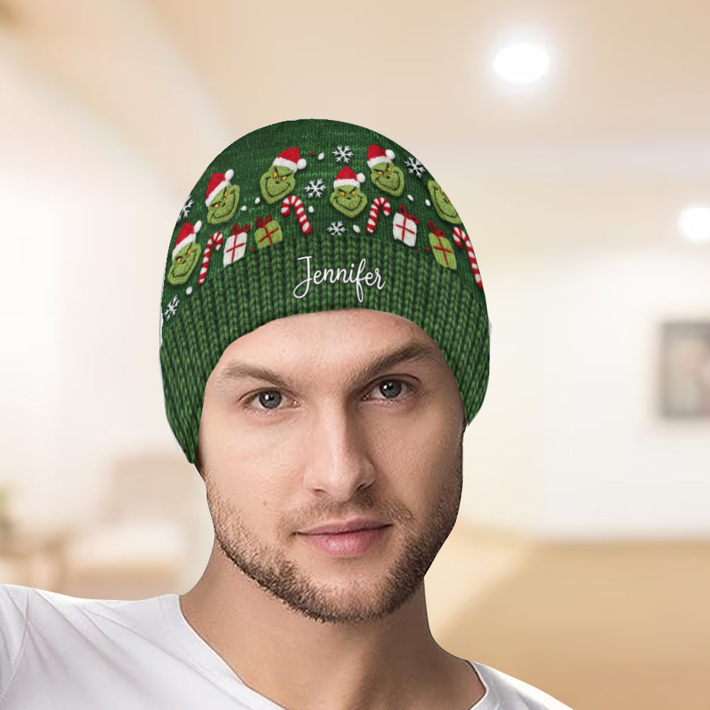 Green Mischief - Bonnet de Noël personnalisé avec étole