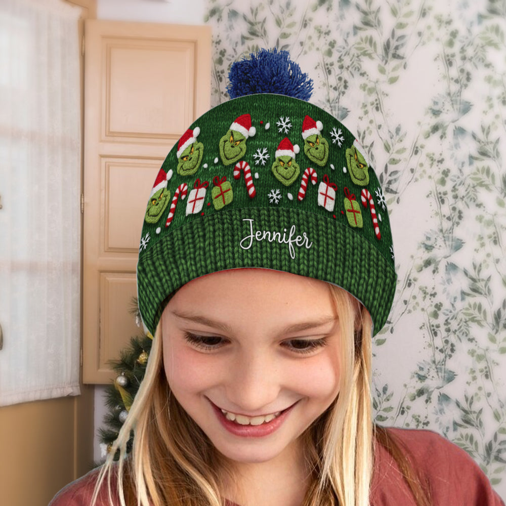 Green Mischief - Bonnet de Noël personnalisé avec étole