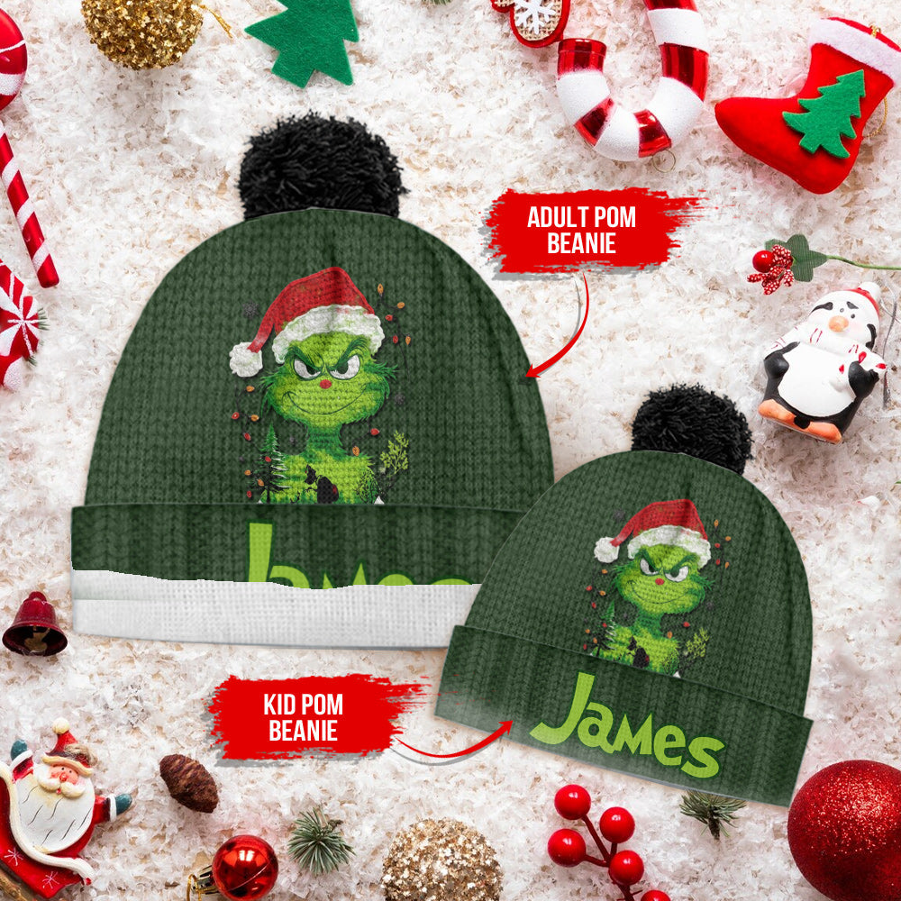 Green Light of Grinchmas - Personalized Stole Christmas Beanie Hat