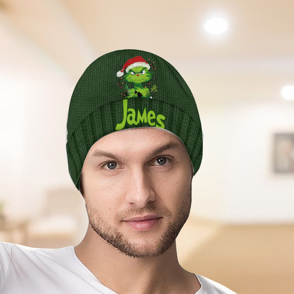 Green Light of Grinchmas - Personalized Stole Christmas Beanie Hat