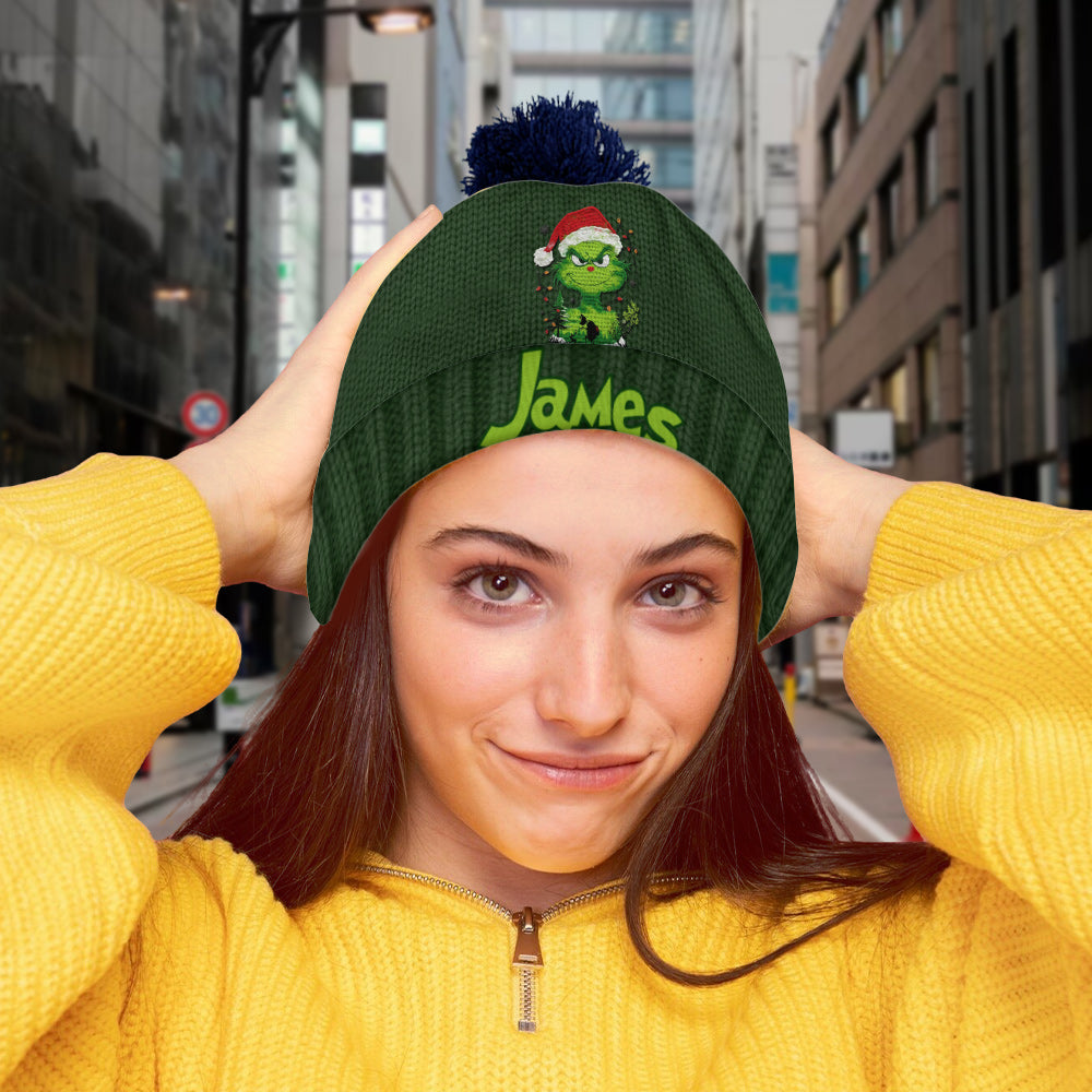 Green Light of Grinchmas - Personalized Stole Christmas Beanie Hat