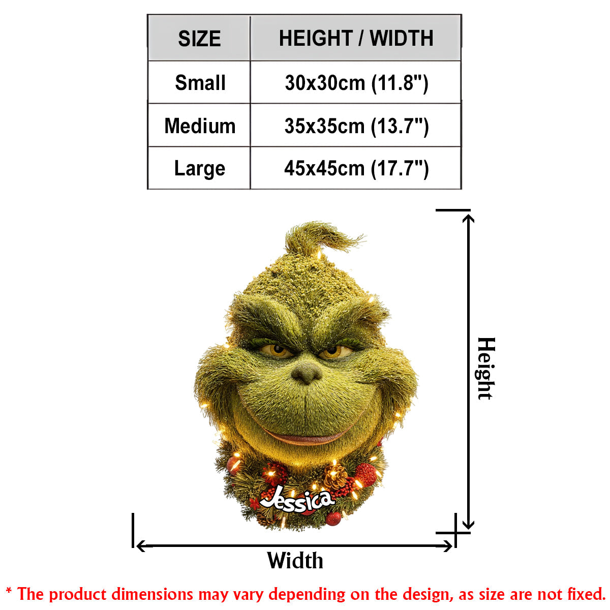 Couronne de Noël Grinchmas - Étole de Noël personnalisée avec enseigne lumineuse LED en acrylique