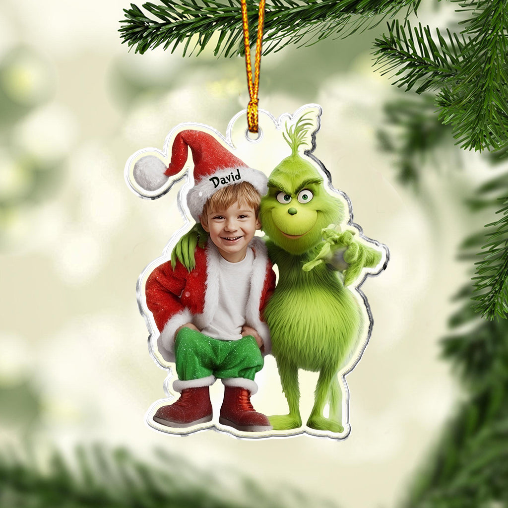 Green Monster Friend - Personalized Stole Christmas Custom Shaped Ornament